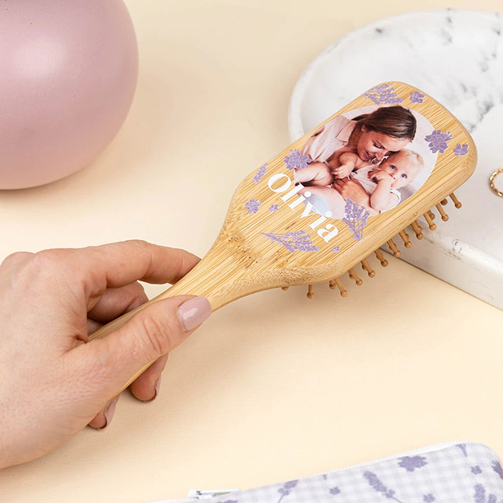 Cepillo de bambú personalizado con impresión directa a todo color y puas suaves anti dolor